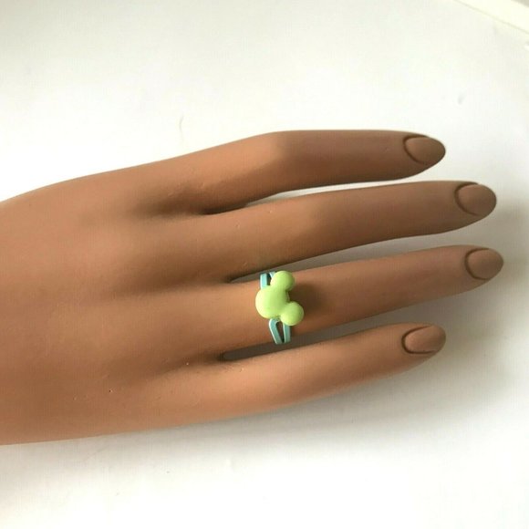 Disney Mickey Mouse Ears Ring Size 5 6 7 Macaroon Snacks Green Aqua - Picture 6 of 11